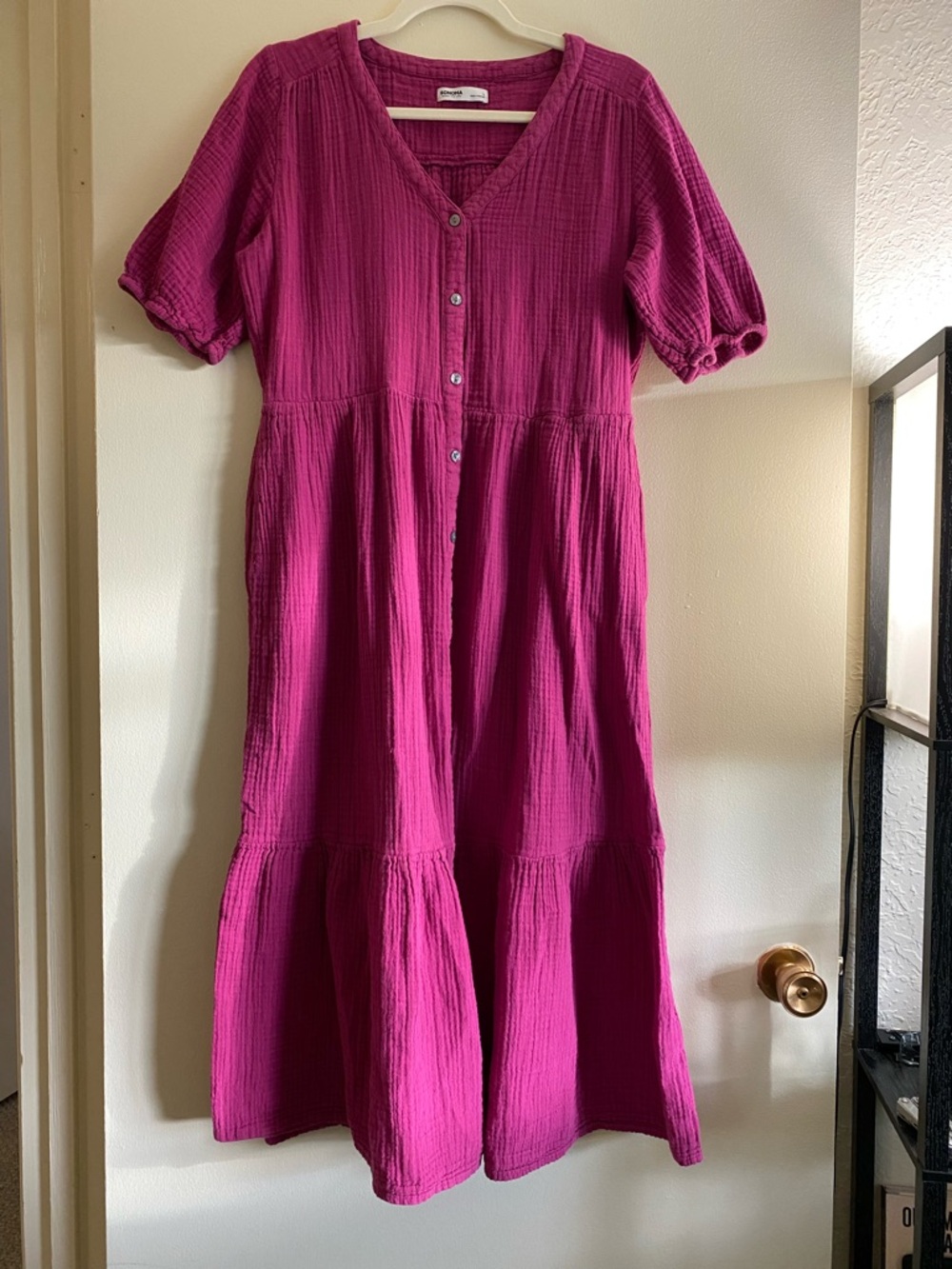 Berry Magenta Cotton Midi Dress